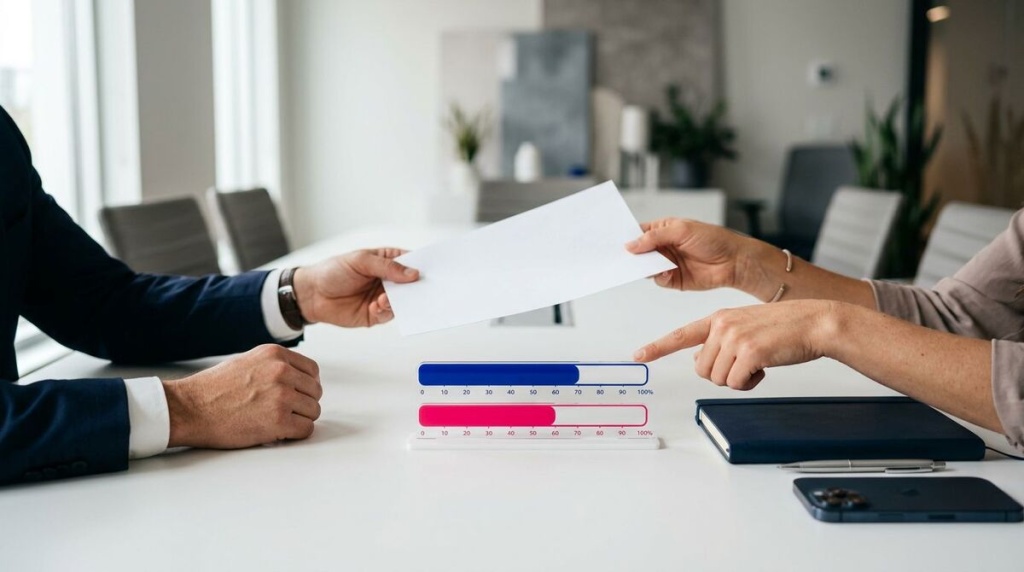 Reunião com gráficos e apresentação de papel