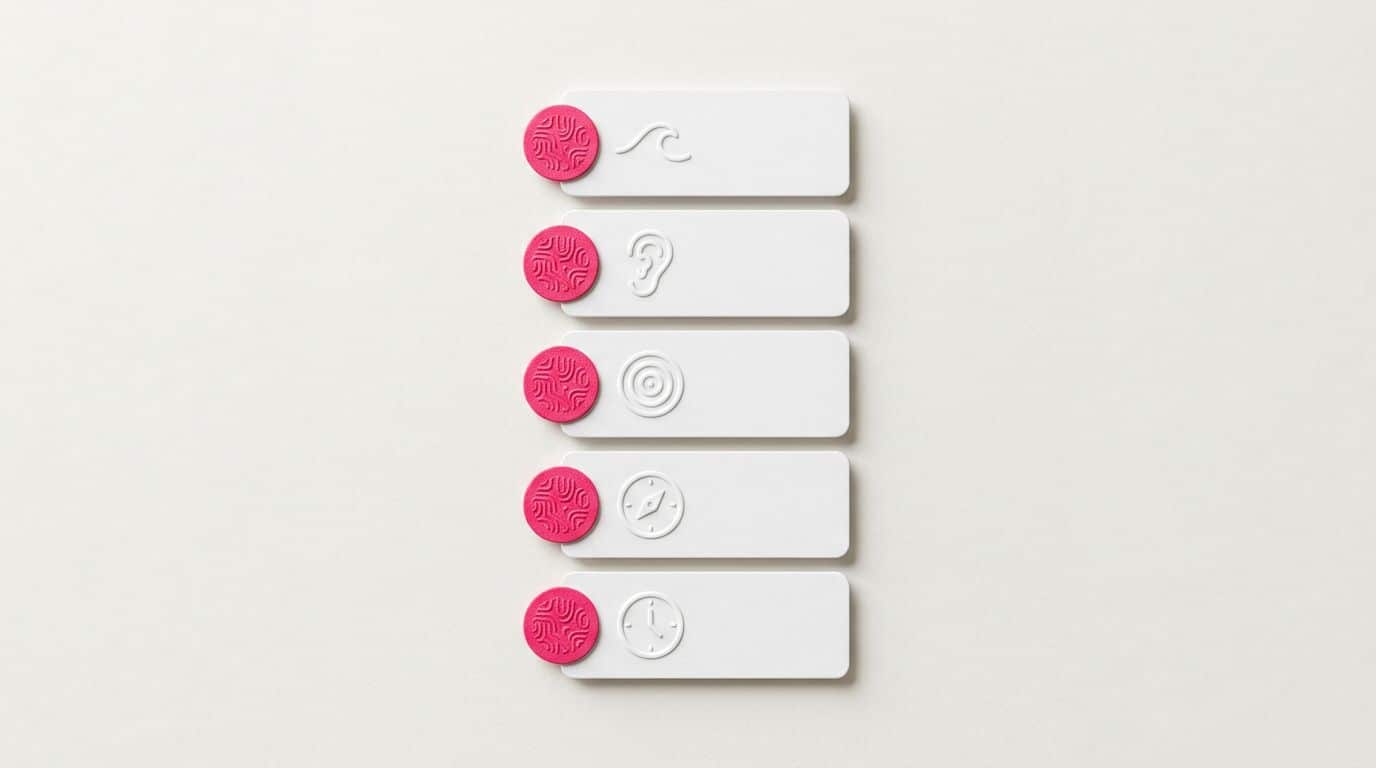 Peças em formato retangular com ícones em destaque